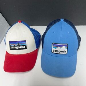 Patagonia Trucker Hats set of 2 mens OS Red‎ Blue adjustable snap back workwear